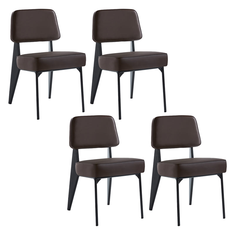 Scandinavian Home Side Chair Open Back Metal Upholstered Dining Room Chair Brown 4 Piece Set Black Clearhalo ' kitchen&dining_furn' 'Dining Chairs' 'Dining Tables & Seating' 'dining_chair' 'furn' 'furn_dining_chair' 'Furniture' 'furniture_dining_chair' 'Kitchen & Dining Furniture' 'kitchen' 3859429