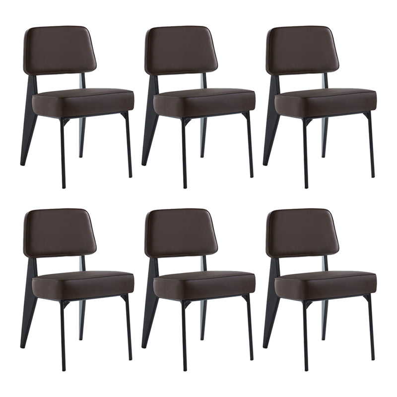Scandinavian Home Side Chair Open Back Metal Upholstered Dining Room Chair Brown 6 Piece Set Black Clearhalo ' kitchen&dining_furn' 'Dining Chairs' 'Dining Tables & Seating' 'dining_chair' 'furn' 'furn_dining_chair' 'Furniture' 'furniture_dining_chair' 'Kitchen & Dining Furniture' 'kitchen' 3859430