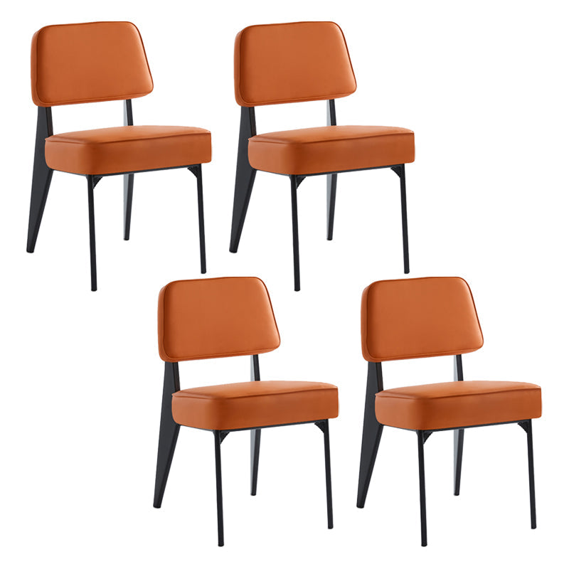Scandinavian Home Side Chair Open Back Metal Upholstered Dining Room Chair Orange 4 Piece Set Black Clearhalo ' kitchen&dining_furn' 'Dining Chairs' 'Dining Tables & Seating' 'dining_chair' 'furn' 'furn_dining_chair' 'Furniture' 'furniture_dining_chair' 'Kitchen & Dining Furniture' 'kitchen' 3859444