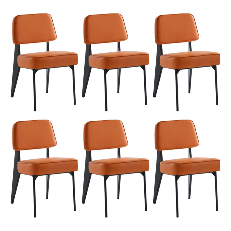 Scandinavian Home Side Chair Open Back Metal Upholstered Dining Room Chair Orange 6 Piece Set Black Clearhalo ' kitchen&dining_furn' 'Dining Chairs' 'Dining Tables & Seating' 'dining_chair' 'furn' 'furn_dining_chair' 'Furniture' 'furniture_dining_chair' 'Kitchen & Dining Furniture' 'kitchen' 3859445