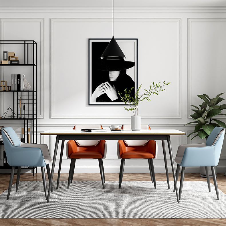 Contemporary Metal Dining Room Armchairs Leather Upholstered Side Chairs for Home Use Clearhalo ' kitchen&dining_furn' 'Dining Chairs' 'Dining Tables & Seating' 'dining_chair' 'furn' 'furn_dining_chair' 'Furniture' 'furniture_dining_chair' 'Kitchen & Dining Furniture' 'kitchen' 3859456