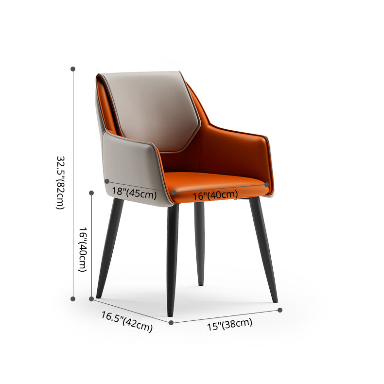 Contemporary Metal Dining Room Armchairs Leather Upholstered Side Chairs for Home Use Clearhalo ' kitchen&dining_furn' 'Dining Chairs' 'Dining Tables & Seating' 'dining_chair' 'furn' 'furn_dining_chair' 'Furniture' 'furniture_dining_chair' 'Kitchen & Dining Furniture' 'kitchen' 3859467