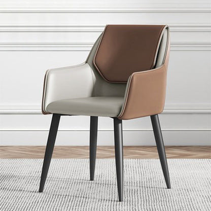 Contemporary Metal Dining Room Armchairs Leather Upholstered Side Chairs for Home Use Brown 1 Piece Clearhalo ' kitchen&dining_furn' 'Dining Chairs' 'Dining Tables & Seating' 'dining_chair' 'furn' 'furn_dining_chair' 'Furniture' 'furniture_dining_chair' 'Kitchen & Dining Furniture' 'kitchen' 3859468