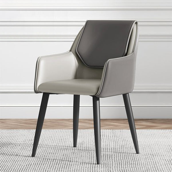 Contemporary Metal Dining Room Armchairs Leather Upholstered Side Chairs for Home Use Dark Gray 1 Piece Clearhalo ' kitchen&dining_furn' 'Dining Chairs' 'Dining Tables & Seating' 'dining_chair' 'furn' 'furn_dining_chair' 'Furniture' 'furniture_dining_chair' 'Kitchen & Dining Furniture' 'kitchen' 3859473