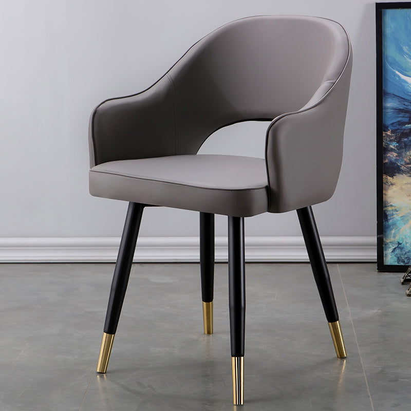 Glam Metal Dining Room Armchairs Open Back Dining Side Chair for Home Use Dark Gray 1 Piece Clearhalo ' kitchen&dining_furn' 'Dining Chairs' 'Dining Tables & Seating' 'dining_chair' 'furn' 'furn_dining_chair' 'Furniture' 'furniture_dining_chair' 'Kitchen & Dining Furniture' 'kitchen' 3859480