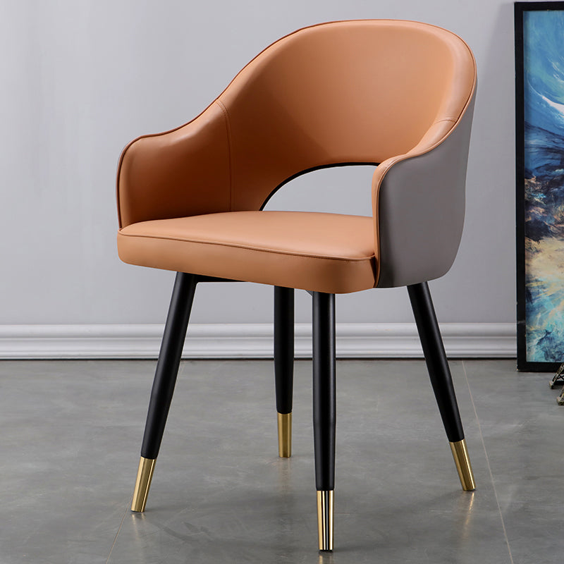 Glam Metal Dining Room Armchairs Open Back Dining Side Chair for Home Use Khaki 1 Piece Clearhalo ' kitchen&dining_furn' 'Dining Chairs' 'Dining Tables & Seating' 'dining_chair' 'furn' 'furn_dining_chair' 'Furniture' 'furniture_dining_chair' 'Kitchen & Dining Furniture' 'kitchen' 3859485