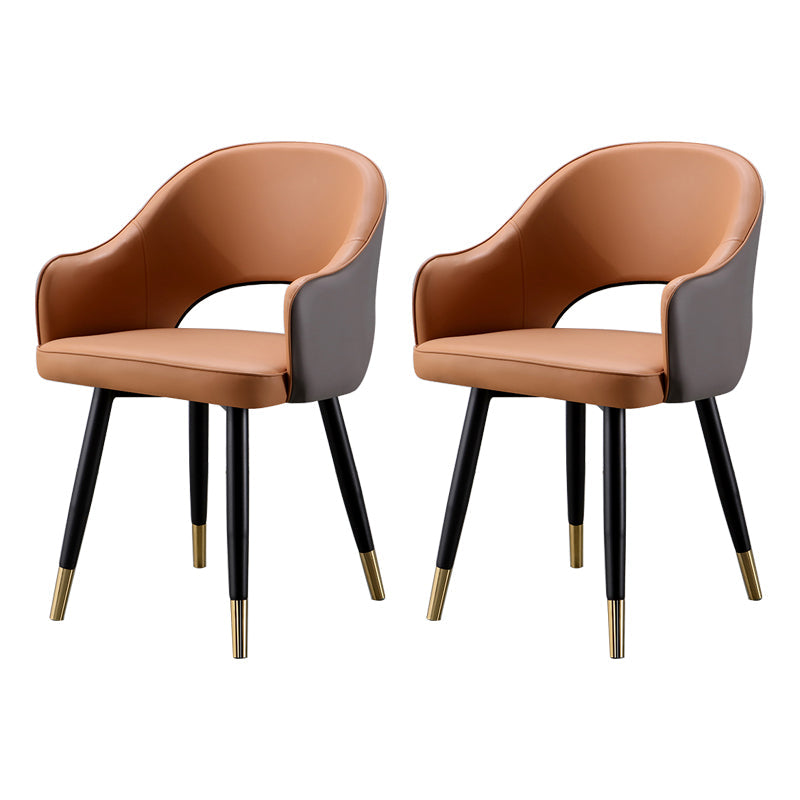 Glam Metal Dining Room Armchairs Open Back Dining Side Chair for Home Use Khaki 2 Piece Set Clearhalo ' kitchen&dining_furn' 'Dining Chairs' 'Dining Tables & Seating' 'dining_chair' 'furn' 'furn_dining_chair' 'Furniture' 'furniture_dining_chair' 'Kitchen & Dining Furniture' 'kitchen' 3859487