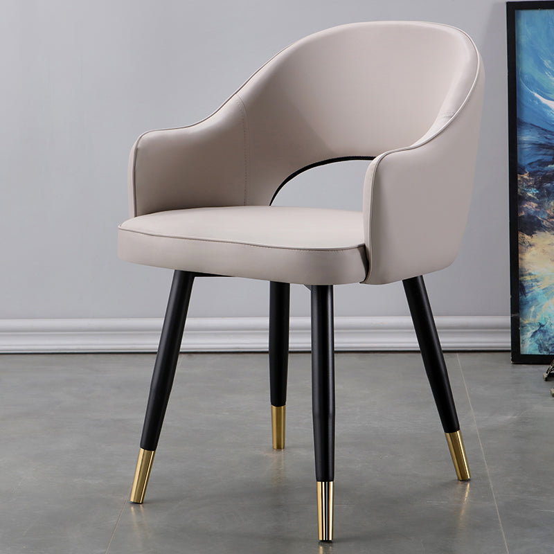 Glam Metal Dining Room Armchairs Open Back Dining Side Chair for Home Use Light Gray 1 Piece Clearhalo ' kitchen&dining_furn' 'Dining Chairs' 'Dining Tables & Seating' 'dining_chair' 'furn' 'furn_dining_chair' 'Furniture' 'furniture_dining_chair' 'Kitchen & Dining Furniture' 'kitchen' 3859491