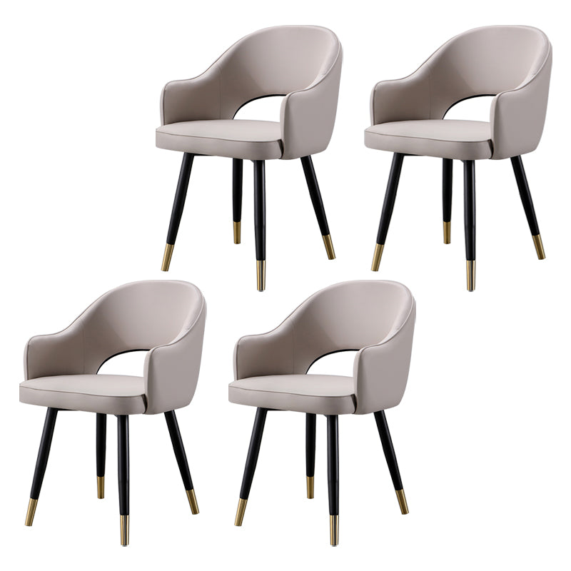 Glam Metal Dining Room Armchairs Open Back Dining Side Chair for Home Use Light Gray 4 Piece Set Clearhalo ' kitchen&dining_furn' 'Dining Chairs' 'Dining Tables & Seating' 'dining_chair' 'furn' 'furn_dining_chair' 'Furniture' 'furniture_dining_chair' 'Kitchen & Dining Furniture' 'kitchen' 3859496