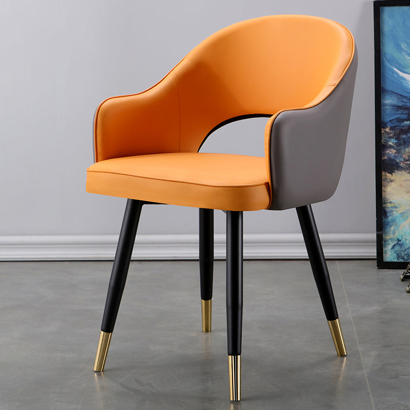 Glam Metal Dining Room Armchairs Open Back Dining Side Chair for Home Use Orange-Gray 1 Piece Clearhalo ' kitchen&dining_furn' 'Dining Chairs' 'Dining Tables & Seating' 'dining_chair' 'furn' 'furn_dining_chair' 'Furniture' 'furniture_dining_chair' 'Kitchen & Dining Furniture' 'kitchen' 3859498