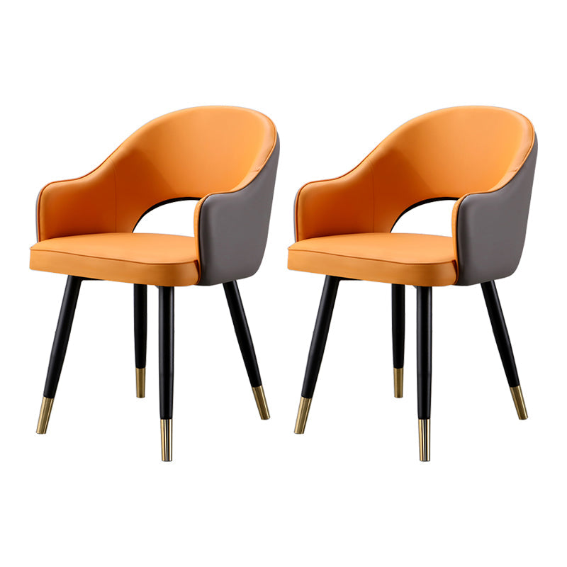 Glam Metal Dining Room Armchairs Open Back Dining Side Chair for Home Use Orange-Gray 2 Piece Set Clearhalo ' kitchen&dining_furn' 'Dining Chairs' 'Dining Tables & Seating' 'dining_chair' 'furn' 'furn_dining_chair' 'Furniture' 'furniture_dining_chair' 'Kitchen & Dining Furniture' 'kitchen' 3859499