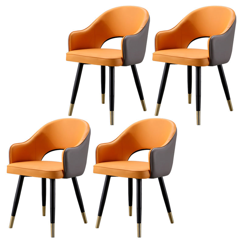 Glam Metal Dining Room Armchairs Open Back Dining Side Chair for Home Use Orange-Gray 4 Piece Set Clearhalo ' kitchen&dining_furn' 'Dining Chairs' 'Dining Tables & Seating' 'dining_chair' 'furn' 'furn_dining_chair' 'Furniture' 'furniture_dining_chair' 'Kitchen & Dining Furniture' 'kitchen' 3859500