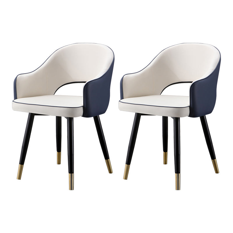 Glam Metal Dining Room Armchairs Open Back Dining Side Chair for Home Use White-Blue 2 Piece Set Clearhalo ' kitchen&dining_furn' 'Dining Chairs' 'Dining Tables & Seating' 'dining_chair' 'furn' 'furn_dining_chair' 'Furniture' 'furniture_dining_chair' 'Kitchen & Dining Furniture' 'kitchen' 3859502