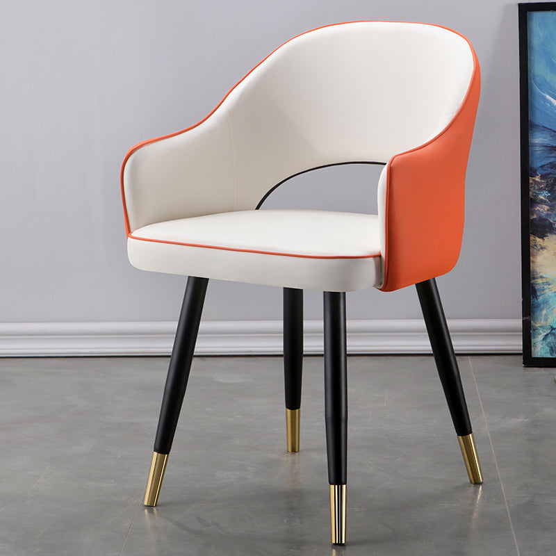 Glam Metal Dining Room Armchairs Open Back Dining Side Chair for Home Use White-Saffron 1 Piece Clearhalo ' kitchen&dining_furn' 'Dining Chairs' 'Dining Tables & Seating' 'dining_chair' 'furn' 'furn_dining_chair' 'Furniture' 'furniture_dining_chair' 'Kitchen & Dining Furniture' 'kitchen' 3859504