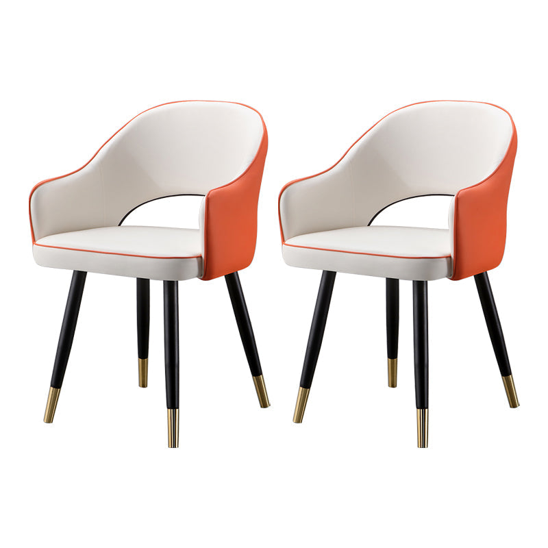 Glam Metal Dining Room Armchairs Open Back Dining Side Chair for Home Use White-Saffron 2 Piece Set Clearhalo ' kitchen&dining_furn' 'Dining Chairs' 'Dining Tables & Seating' 'dining_chair' 'furn' 'furn_dining_chair' 'Furniture' 'furniture_dining_chair' 'Kitchen & Dining Furniture' 'kitchen' 3859505