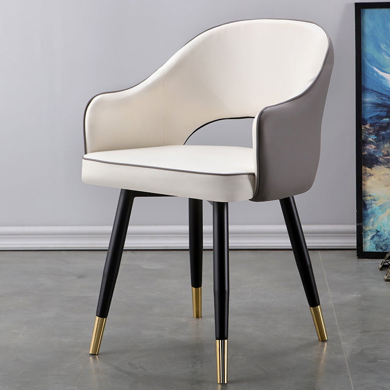 Glam Metal Dining Room Armchairs Open Back Dining Side Chair for Home Use White-Gray 1 Piece Clearhalo ' kitchen&dining_furn' 'Dining Chairs' 'Dining Tables & Seating' 'dining_chair' 'furn' 'furn_dining_chair' 'Furniture' 'furniture_dining_chair' 'Kitchen & Dining Furniture' 'kitchen' 3859507