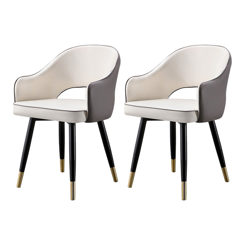 Glam Metal Dining Room Armchairs Open Back Dining Side Chair for Home Use White-Gray 2 Piece Set Clearhalo ' kitchen&dining_furn' 'Dining Chairs' 'Dining Tables & Seating' 'dining_chair' 'furn' 'furn_dining_chair' 'Furniture' 'furniture_dining_chair' 'Kitchen & Dining Furniture' 'kitchen' 3859508