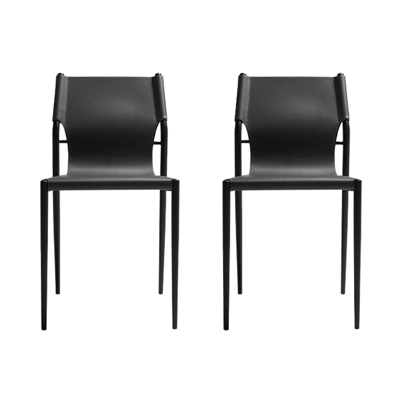 Contemporary Leather Dining Side Chair Matte Finish Solid Back Dining Chair (Set of 2) Dark Gray Clearhalo ' kitchen&dining_furn' 'Dining Chairs' 'Dining Tables & Seating' 'dining_chair' 'furn' 'furn_dining_chair' 'Furniture' 'furniture_dining_chair' 'Kitchen & Dining Furniture' 'kitchen' 3859542