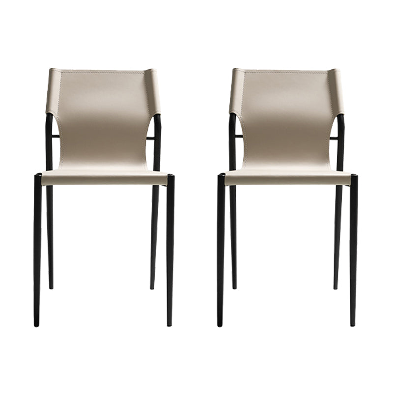 Contemporary Leather Dining Side Chair Matte Finish Solid Back Dining Chair (Set of 2) Beige Clearhalo ' kitchen&dining_furn' 'Dining Chairs' 'Dining Tables & Seating' 'dining_chair' 'furn' 'furn_dining_chair' 'Furniture' 'furniture_dining_chair' 'Kitchen & Dining Furniture' 'kitchen' 3859543