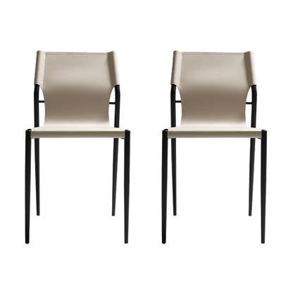 Contemporary Leather Dining Side Chair Matte Finish Solid Back Dining Chair (Set of 2) Beige Clearhalo ' kitchen&dining_furn' 'Dining Chairs' 'Dining Tables & Seating' 'dining_chair' 'furn' 'furn_dining_chair' 'Furniture' 'furniture_dining_chair' 'Kitchen & Dining Furniture' 'kitchen' 3859543