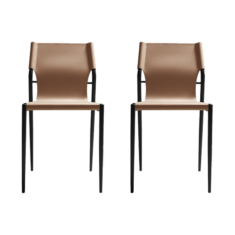 Contemporary Leather Dining Side Chair Matte Finish Solid Back Dining Chair (Set of 2) Tan Clearhalo ' kitchen&dining_furn' 'Dining Chairs' 'Dining Tables & Seating' 'dining_chair' 'furn' 'furn_dining_chair' 'Furniture' 'furniture_dining_chair' 'Kitchen & Dining Furniture' 'kitchen' 3859547