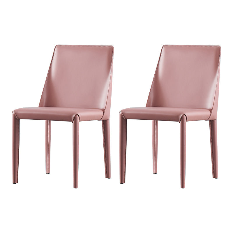 Designer Style Leather Restaurant Chair Matte Finish Parsons Dining Chair (Set of 2) Pink Clearhalo ' kitchen&dining_furn' 'Dining Chairs' 'Dining Tables & Seating' 'dining_chair' 'furn' 'furn_dining_chair' 'Furniture' 'furniture_dining_chair' 'Kitchen & Dining Furniture' 'kitchen' 3859558