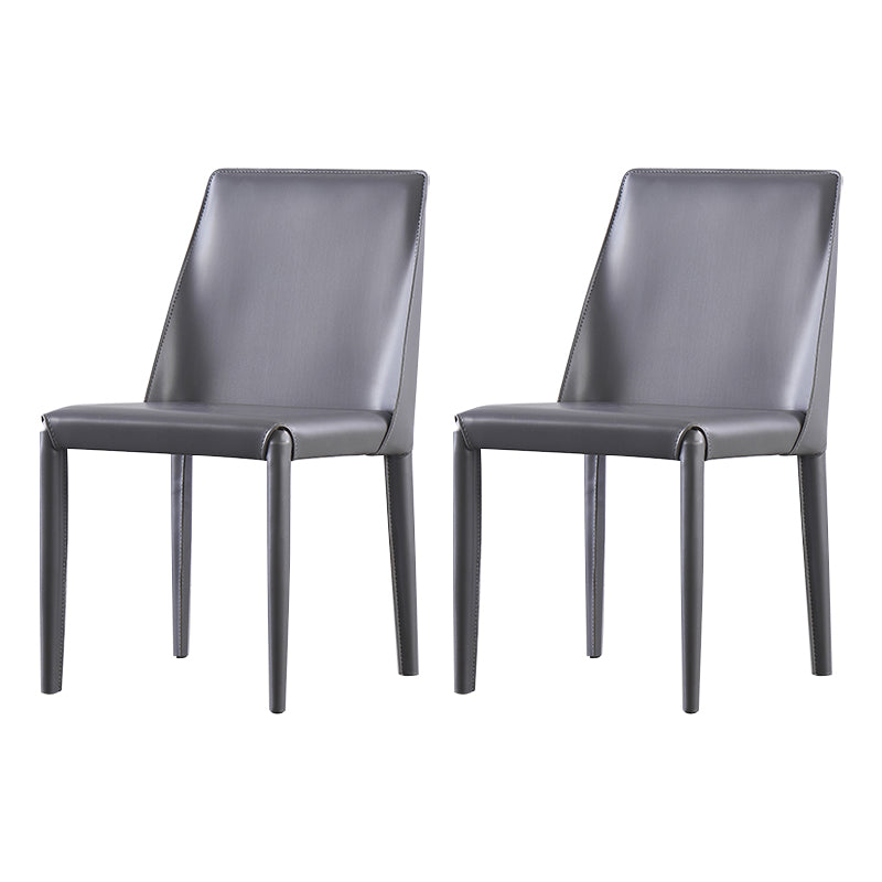 Designer Style Leather Restaurant Chair Matte Finish Parsons Dining Chair (Set of 2) Dark Gray Clearhalo ' kitchen&dining_furn' 'Dining Chairs' 'Dining Tables & Seating' 'dining_chair' 'furn' 'furn_dining_chair' 'Furniture' 'furniture_dining_chair' 'Kitchen & Dining Furniture' 'kitchen' 3859560