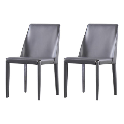 Designer Style Leather Restaurant Chair Matte Finish Parsons Dining Chair (Set of 2) Dark Gray Clearhalo ' kitchen&dining_furn' 'Dining Chairs' 'Dining Tables & Seating' 'dining_chair' 'furn' 'furn_dining_chair' 'Furniture' 'furniture_dining_chair' 'Kitchen & Dining Furniture' 'kitchen' 3859560