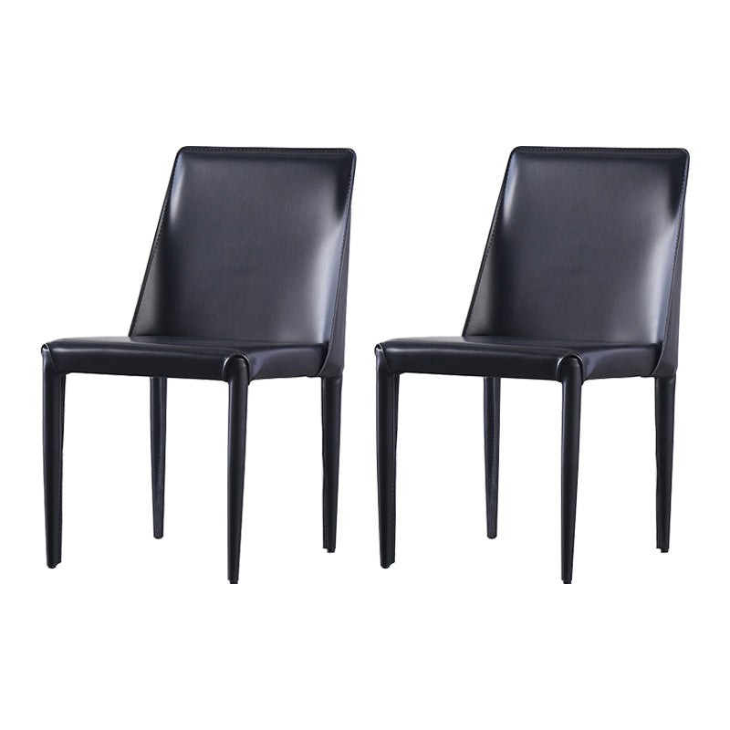 Designer Style Leather Restaurant Chair Matte Finish Parsons Dining Chair (Set of 2) Black Clearhalo ' kitchen&dining_furn' 'Dining Chairs' 'Dining Tables & Seating' 'dining_chair' 'furn' 'furn_dining_chair' 'Furniture' 'furniture_dining_chair' 'Kitchen & Dining Furniture' 'kitchen' 3859563