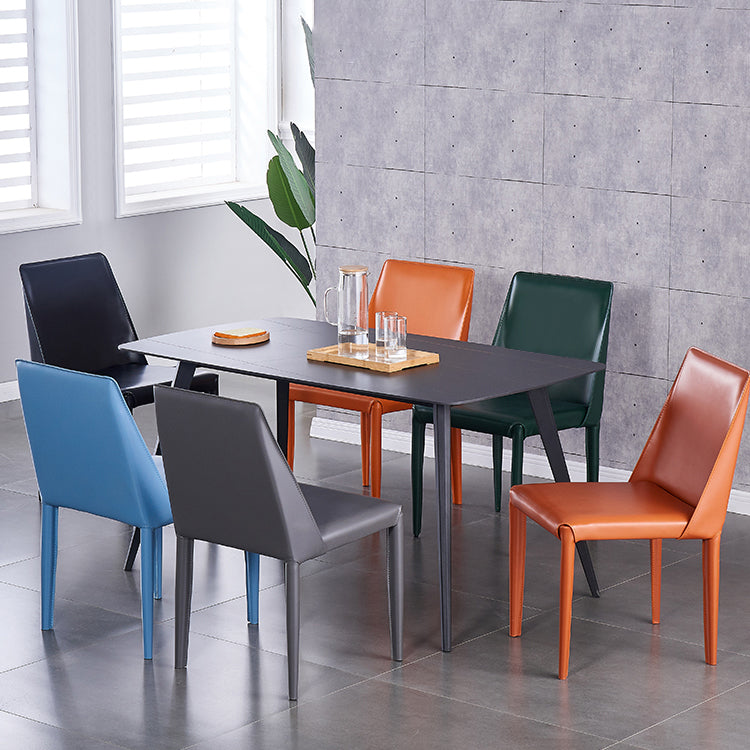 Designer Style Leather Restaurant Chair Matte Finish Parsons Dining Chair (Set of 2) Clearhalo ' kitchen&dining_furn' 'Dining Chairs' 'Dining Tables & Seating' 'dining_chair' 'furn' 'furn_dining_chair' 'Furniture' 'furniture_dining_chair' 'Kitchen & Dining Furniture' 'kitchen' 3859564