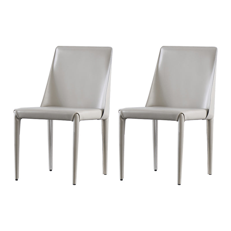 Designer Style Leather Restaurant Chair Matte Finish Parsons Dining Chair (Set of 2) Light Gray Clearhalo ' kitchen&dining_furn' 'Dining Chairs' 'Dining Tables & Seating' 'dining_chair' 'furn' 'furn_dining_chair' 'Furniture' 'furniture_dining_chair' 'Kitchen & Dining Furniture' 'kitchen' 3859565