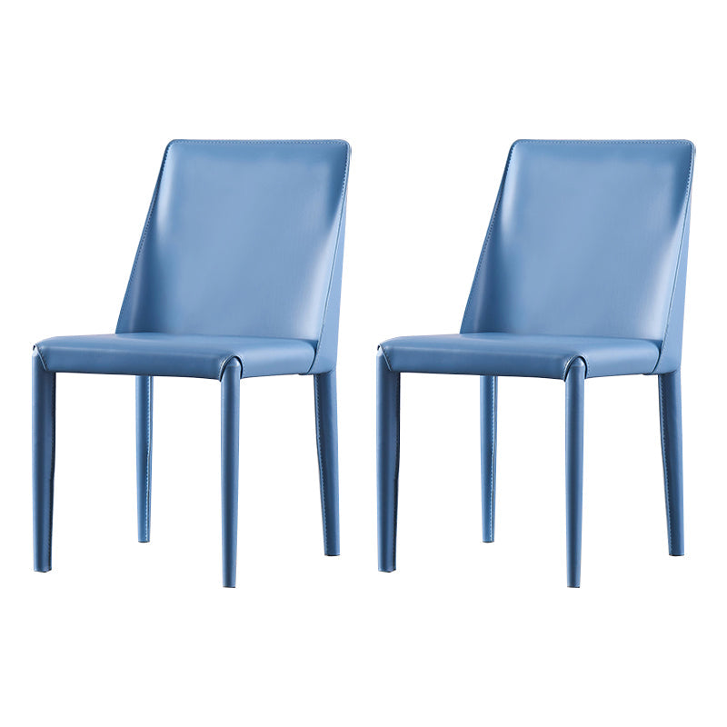 Designer Style Leather Restaurant Chair Matte Finish Parsons Dining Chair (Set of 2) Blue Clearhalo ' kitchen&dining_furn' 'Dining Chairs' 'Dining Tables & Seating' 'dining_chair' 'furn' 'furn_dining_chair' 'Furniture' 'furniture_dining_chair' 'Kitchen & Dining Furniture' 'kitchen' 3859569