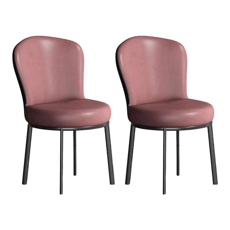 Contemporary Style Upholstered Side Chairs Solid Back Armless Chair for Home Use Red 2 Piece Set Black Clearhalo ' kitchen&dining_furn' 'Dining Chairs' 'Dining Tables & Seating' 'dining_chair' 'furn' 'furn_dining_chair' 'Furniture' 'furniture_dining_chair' 'Kitchen & Dining Furniture' 'kitchen' 3859584