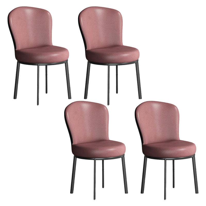 Contemporary Style Upholstered Side Chairs Solid Back Armless Chair for Home Use Red 4 Piece Set Black Clearhalo ' kitchen&dining_furn' 'Dining Chairs' 'Dining Tables & Seating' 'dining_chair' 'furn' 'furn_dining_chair' 'Furniture' 'furniture_dining_chair' 'Kitchen & Dining Furniture' 'kitchen' 3859587