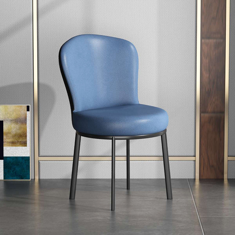 Contemporary Style Upholstered Side Chairs Solid Back Armless Chair for Home Use Blue 1 Piece Black Clearhalo ' kitchen&dining_furn' 'Dining Chairs' 'Dining Tables & Seating' 'dining_chair' 'furn' 'furn_dining_chair' 'Furniture' 'furniture_dining_chair' 'Kitchen & Dining Furniture' 'kitchen' 3859588