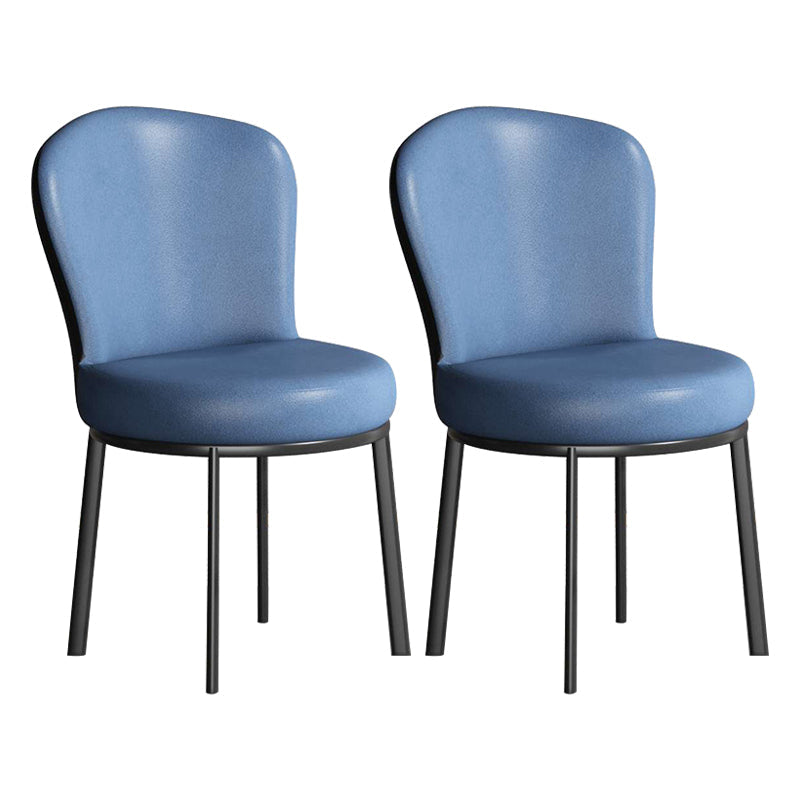 Contemporary Style Upholstered Side Chairs Solid Back Armless Chair for Home Use Blue 2 Piece Set Black Clearhalo ' kitchen&dining_furn' 'Dining Chairs' 'Dining Tables & Seating' 'dining_chair' 'furn' 'furn_dining_chair' 'Furniture' 'furniture_dining_chair' 'Kitchen & Dining Furniture' 'kitchen' 3859590