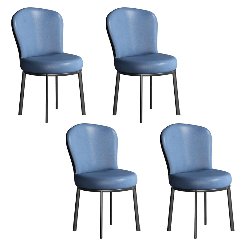 Contemporary Style Upholstered Side Chairs Solid Back Armless Chair for Home Use Blue 4 Piece Set Black Clearhalo ' kitchen&dining_furn' 'Dining Chairs' 'Dining Tables & Seating' 'dining_chair' 'furn' 'furn_dining_chair' 'Furniture' 'furniture_dining_chair' 'Kitchen & Dining Furniture' 'kitchen' 3859592