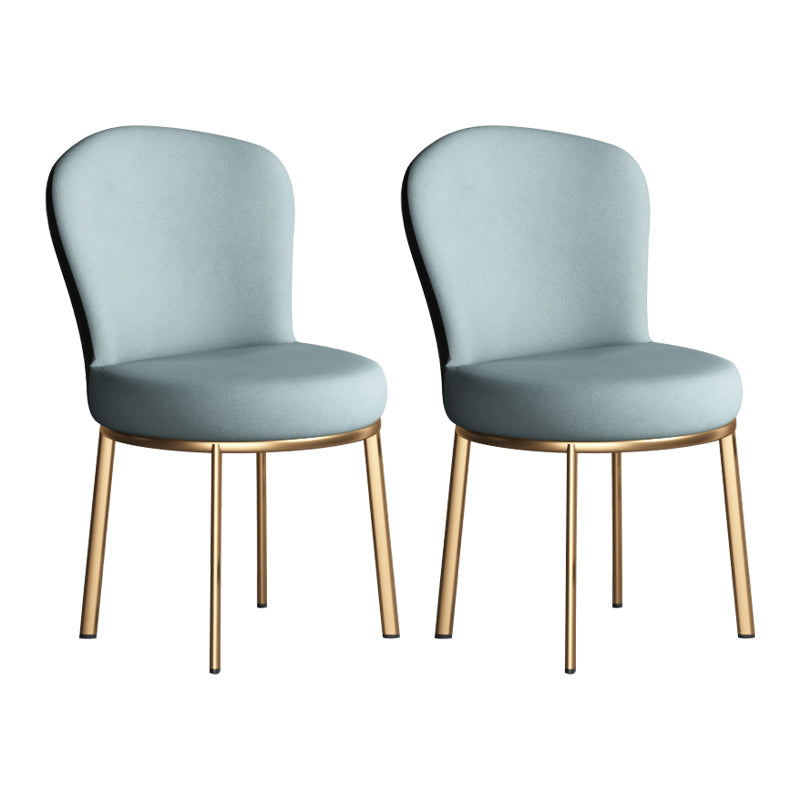 Contemporary Style Upholstered Side Chairs Solid Back Armless Chair for Home Use Green 2 Piece Set Brass Gold Clearhalo ' kitchen&dining_furn' 'Dining Chairs' 'Dining Tables & Seating' 'dining_chair' 'furn' 'furn_dining_chair' 'Furniture' 'furniture_dining_chair' 'Kitchen & Dining Furniture' 'kitchen' 3859597