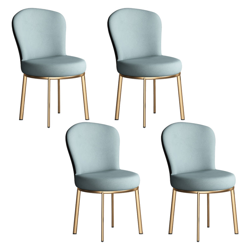 Contemporary Style Upholstered Side Chairs Solid Back Armless Chair for Home Use Green 4 Piece Set Brass Gold Clearhalo ' kitchen&dining_furn' 'Dining Chairs' 'Dining Tables & Seating' 'dining_chair' 'furn' 'furn_dining_chair' 'Furniture' 'furniture_dining_chair' 'Kitchen & Dining Furniture' 'kitchen' 3859598
