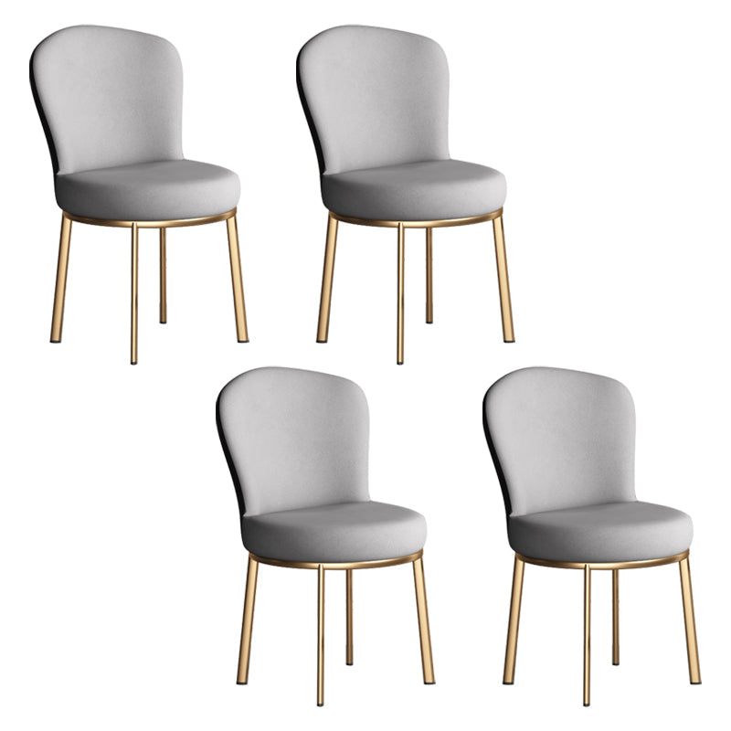 Contemporary Style Upholstered Side Chairs Solid Back Armless Chair for Home Use Grey 4 Piece Set Brass Gold Clearhalo ' kitchen&dining_furn' 'Dining Chairs' 'Dining Tables & Seating' 'dining_chair' 'furn' 'furn_dining_chair' 'Furniture' 'furniture_dining_chair' 'Kitchen & Dining Furniture' 'kitchen' 3859603