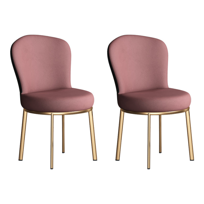 Contemporary Style Upholstered Side Chairs Solid Back Armless Chair for Home Use Red 2 Piece Set Brass Gold Clearhalo ' kitchen&dining_furn' 'Dining Chairs' 'Dining Tables & Seating' 'dining_chair' 'furn' 'furn_dining_chair' 'Furniture' 'furniture_dining_chair' 'Kitchen & Dining Furniture' 'kitchen' 3859605
