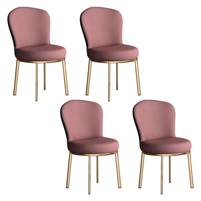 Contemporary Style Upholstered Side Chairs Solid Back Armless Chair for Home Use Red 4 Piece Set Brass Gold Clearhalo ' kitchen&dining_furn' 'Dining Chairs' 'Dining Tables & Seating' 'dining_chair' 'furn' 'furn_dining_chair' 'Furniture' 'furniture_dining_chair' 'Kitchen & Dining Furniture' 'kitchen' 3859606