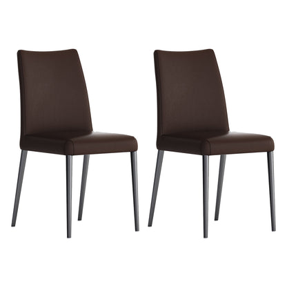Modern Style Armless Dining Chair Leather Upholstered Solid Back Dining Chairs (Set of 2) Brown Clearhalo ' kitchen&dining_furn' 'Dining Chairs' 'Dining Tables & Seating' 'dining_chair' 'furn' 'furn_dining_chair' 'Furniture' 'furniture_dining_chair' 'Kitchen & Dining Furniture' 'kitchen' 3859640