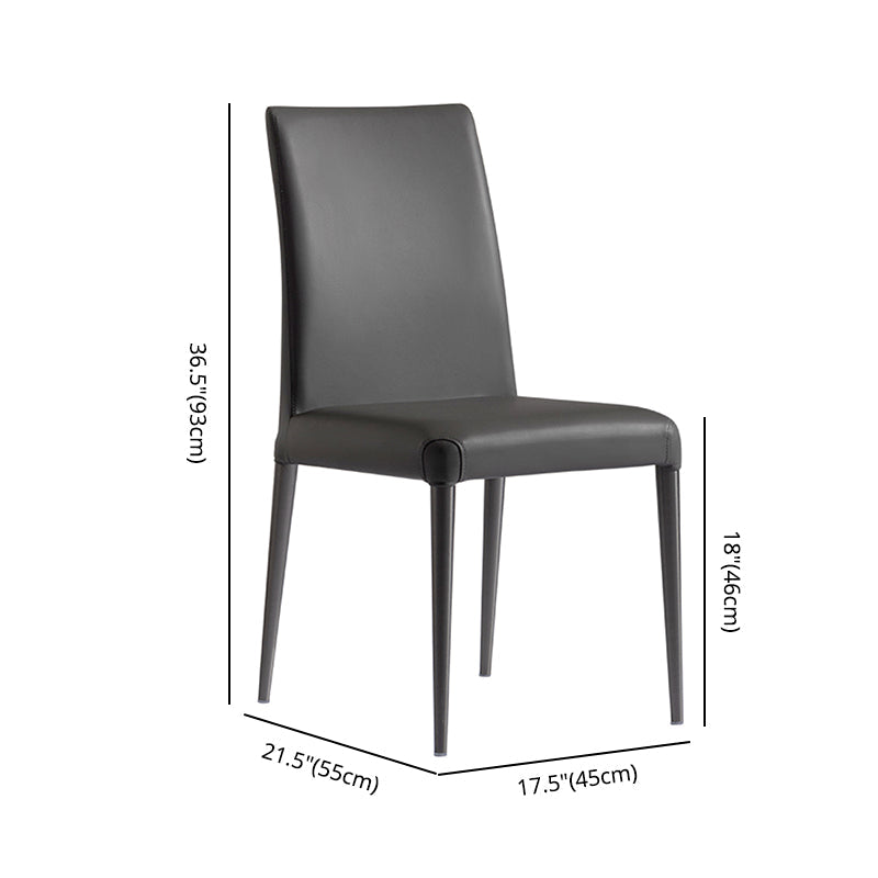 Modern Style Armless Dining Chair Leather Upholstered Solid Back Dining Chairs (Set of 2) Clearhalo ' kitchen&dining_furn' 'Dining Chairs' 'Dining Tables & Seating' 'dining_chair' 'furn' 'furn_dining_chair' 'Furniture' 'furniture_dining_chair' 'Kitchen & Dining Furniture' 'kitchen' 3859648