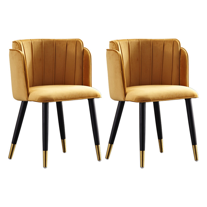 Scandinavian Style Upholstered Side Chairs Barrel Back Armless Chairs for Home Use (Set of 2) Yellow Clearhalo ' kitchen&dining_furn' 'Dining Chairs' 'Dining Tables & Seating' 'dining_chair' 'furn' 'furn_dining_chair' 'Furniture' 'furniture_dining_chair' 'Kitchen & Dining Furniture' 'kitchen' 3859650