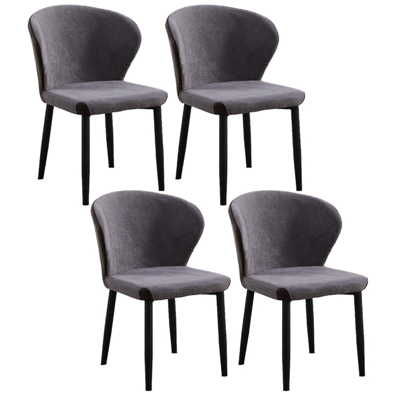 Matte Finish Contemporary Dining Side Chair Leather Wingback Dining Chair Dark Gray 4 Piece Set Clearhalo ' kitchen&dining_furn' 'Dining Chairs' 'Dining Tables & Seating' 'dining_chair' 'furn' 'furn_dining_chair' 'Furniture' 'furniture_dining_chair' 'Kitchen & Dining Furniture' 'kitchen' 3859697