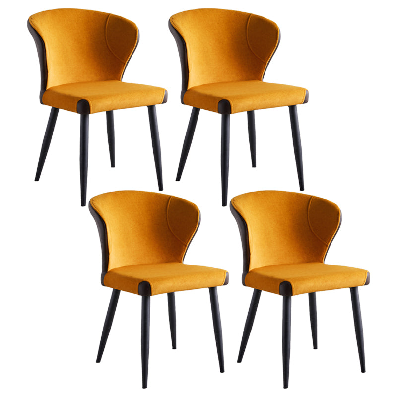 Matte Finish Contemporary Dining Side Chair Leather Wingback Dining Chair Yellow 4 Piece Set Clearhalo ' kitchen&dining_furn' 'Dining Chairs' 'Dining Tables & Seating' 'dining_chair' 'furn' 'furn_dining_chair' 'Furniture' 'furniture_dining_chair' 'Kitchen & Dining Furniture' 'kitchen' 3859715