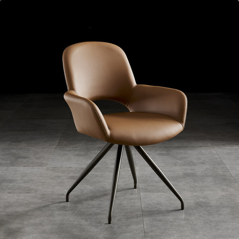 Minimalist Style Leather Dining Chairs Open Back Upholstered Dining Side Chair Khaki 1 Piece Clearhalo ' kitchen&dining_furn' 'Dining Chairs' 'Dining Tables & Seating' 'dining_chair' 'furn' 'furn_dining_chair' 'Furniture' 'furniture_dining_chair' 'Kitchen & Dining Furniture' 'kitchen' 3859724