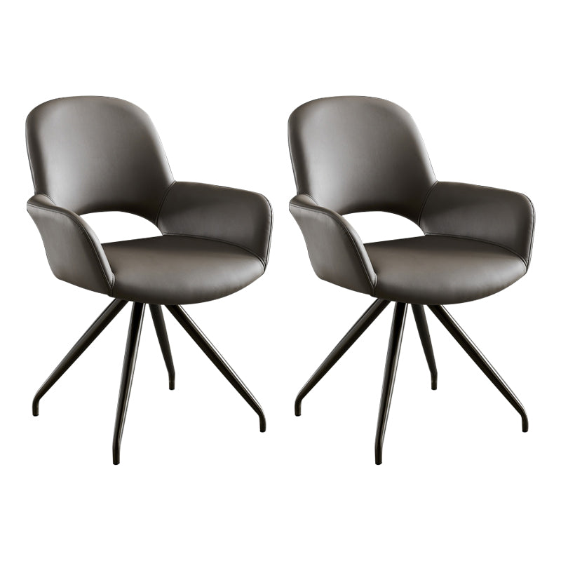 Minimalist Style Leather Dining Chairs Open Back Upholstered Dining Side Chair Grey 2 Piece Set Clearhalo ' kitchen&dining_furn' 'Dining Chairs' 'Dining Tables & Seating' 'dining_chair' 'furn' 'furn_dining_chair' 'Furniture' 'furniture_dining_chair' 'Kitchen & Dining Furniture' 'kitchen' 3859725