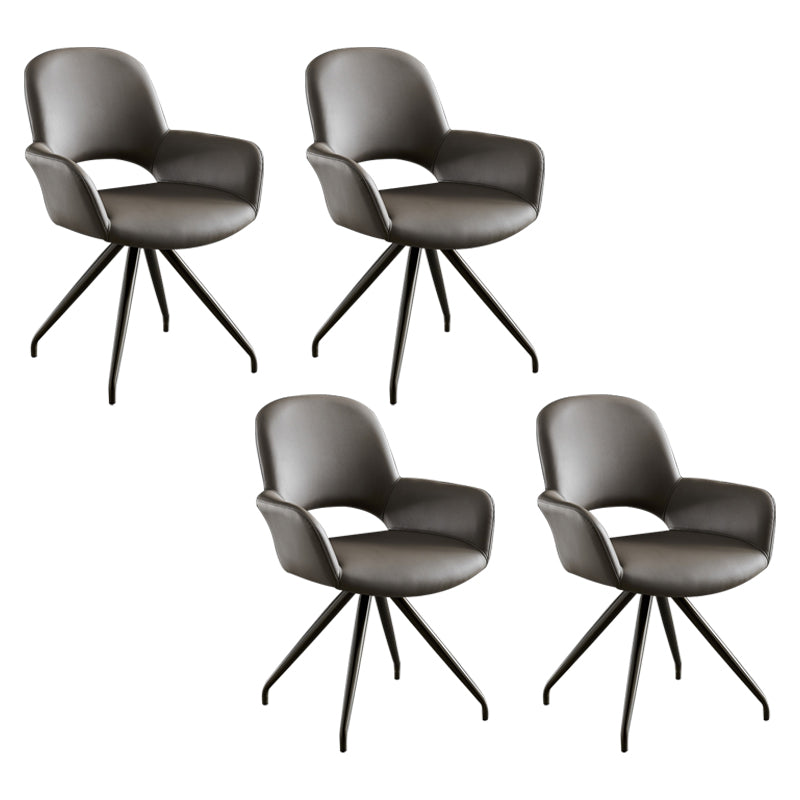 Minimalist Style Leather Dining Chairs Open Back Upholstered Dining Side Chair Grey 4 Piece Set Clearhalo ' kitchen&dining_furn' 'Dining Chairs' 'Dining Tables & Seating' 'dining_chair' 'furn' 'furn_dining_chair' 'Furniture' 'furniture_dining_chair' 'Kitchen & Dining Furniture' 'kitchen' 3859727